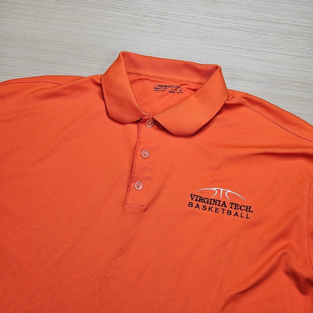 Virginia Tech Hokies Basketball Nike Polo Shirt Men XXL Orange FitDry 128898-802
